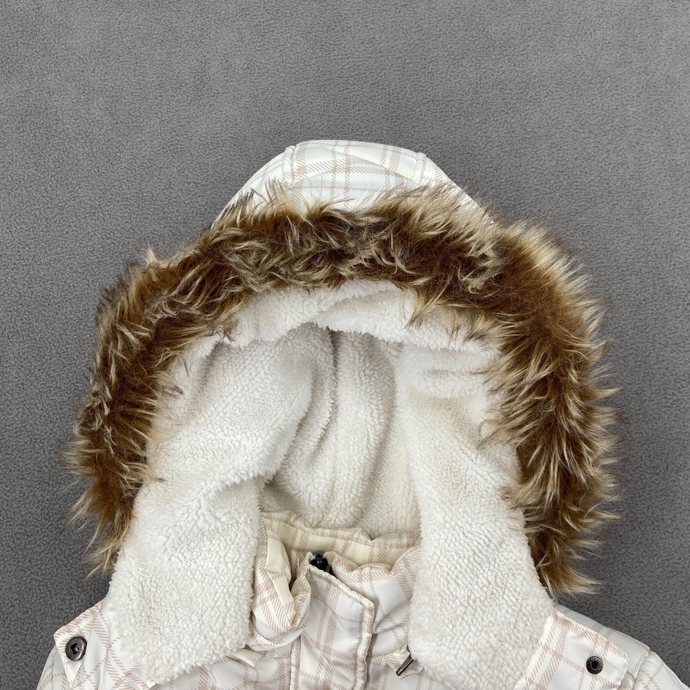 Vintage Y2K YMI Jacket Sz M White Plaid Lined Ribbed Snap Front Hooded Thermal - Picture 6 of 9